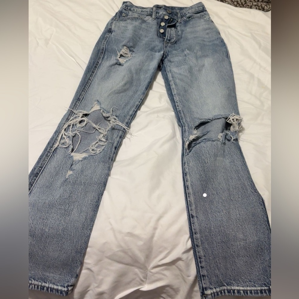Lucky Brand Light Blue Distressed Straight Leg Jeans